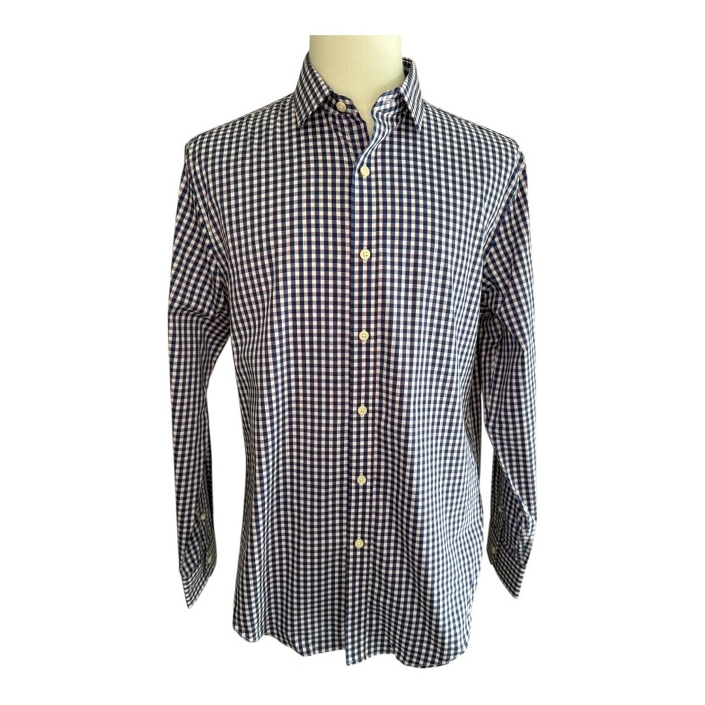 NEW J. Crew Men's Large Performance Dress Shirt Slim Gingham Check Long Sleeve
